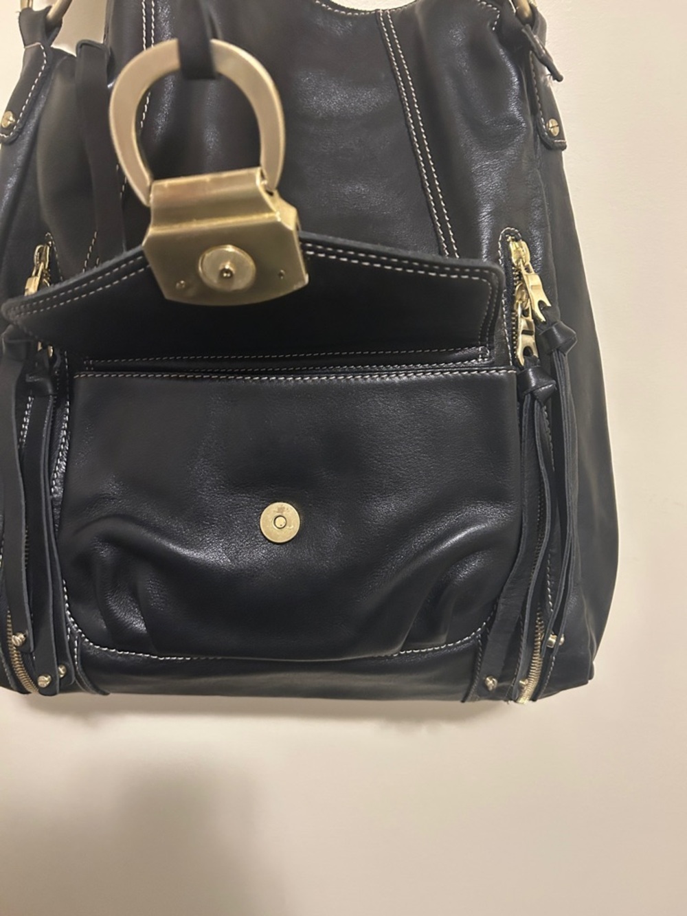 Brio! Black 100% Leather Hobo Shoulder Bag - NWOT - Picture 5 of 12